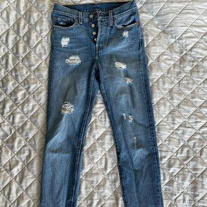 Levis 501 Distressed Straight Leg Jeans